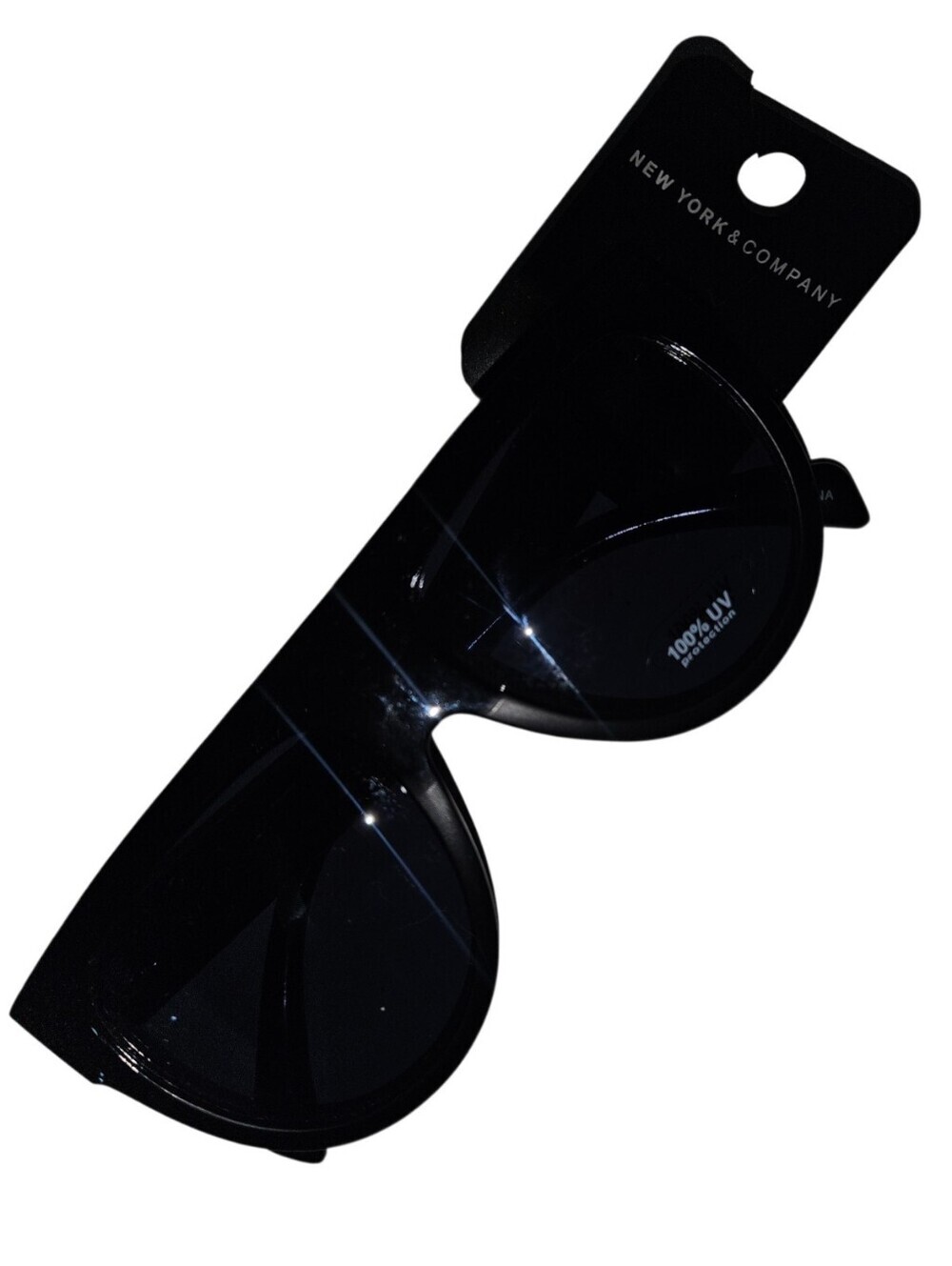 NWT New York & Company Black W/ Blue Tone Lens 100% UV Protection Sunglasses - Picture 1 of 2